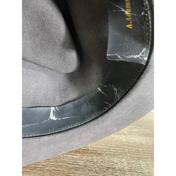 A. Adams & Spire Fur Felt Western Cowboy Hat Gray‎ Leather Band Outback Style L - Picture 13 of 13